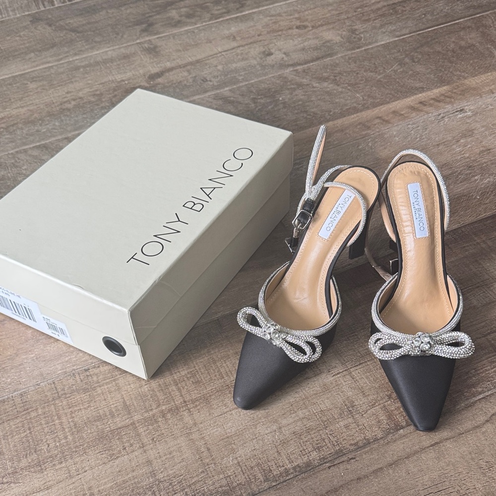 Tony Bianco Black Heels with Silver Accents